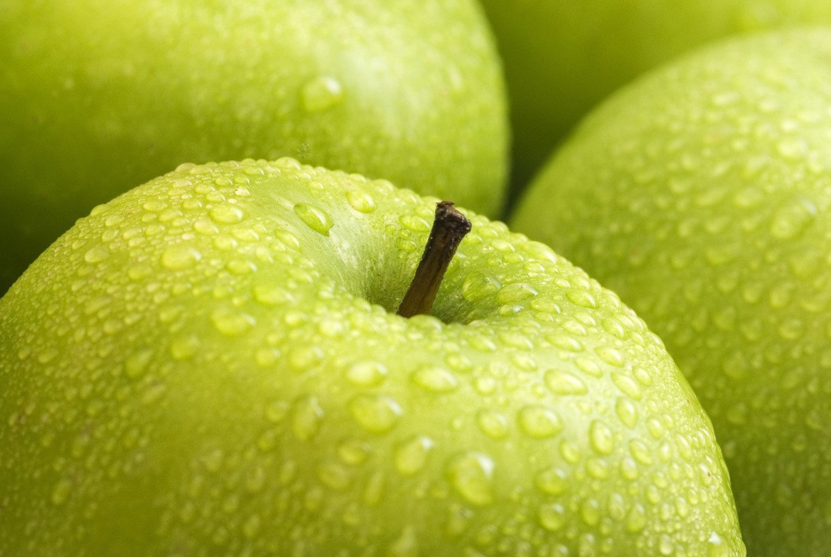 Green Apples With Water Droplets 